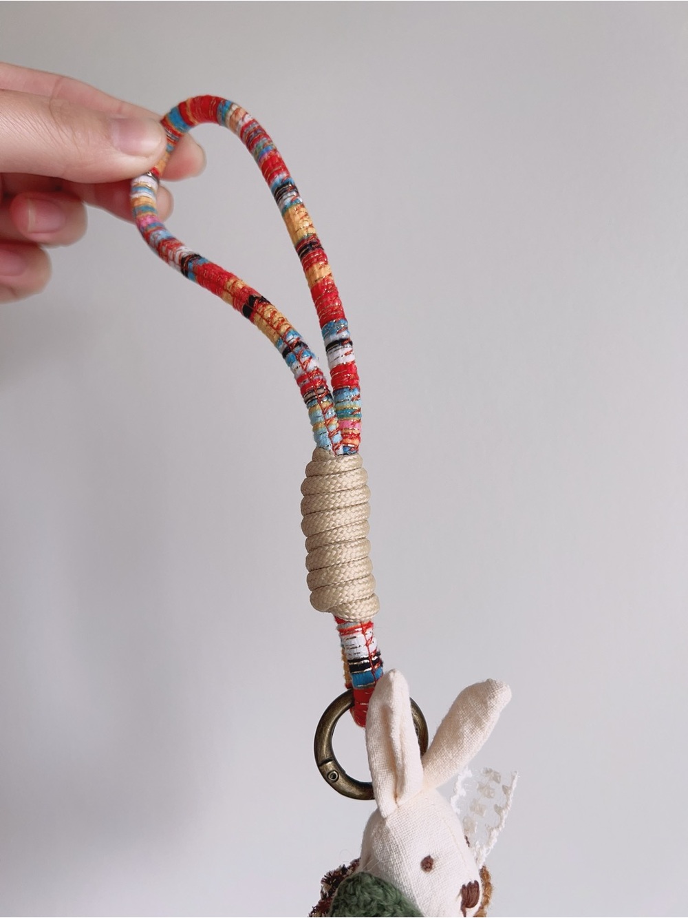 NEW! Handmade Cottagecore Bunny Bag Charm | Floral Rabbit Keychain Wristlet - Picture 3 of 9